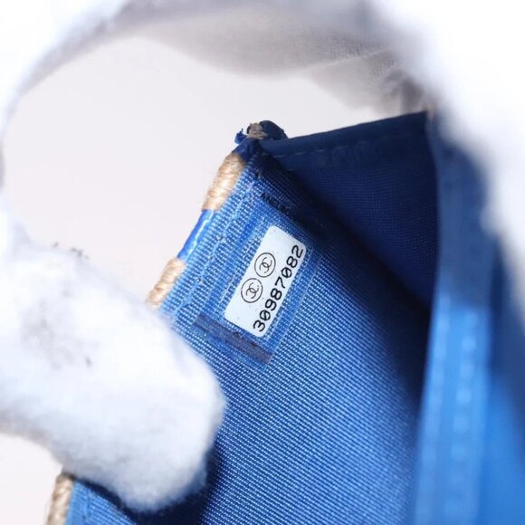 CHANEL Chain Shoulder Bag Raffia Blue CC Auth 115347AM - Picture 11 of 14